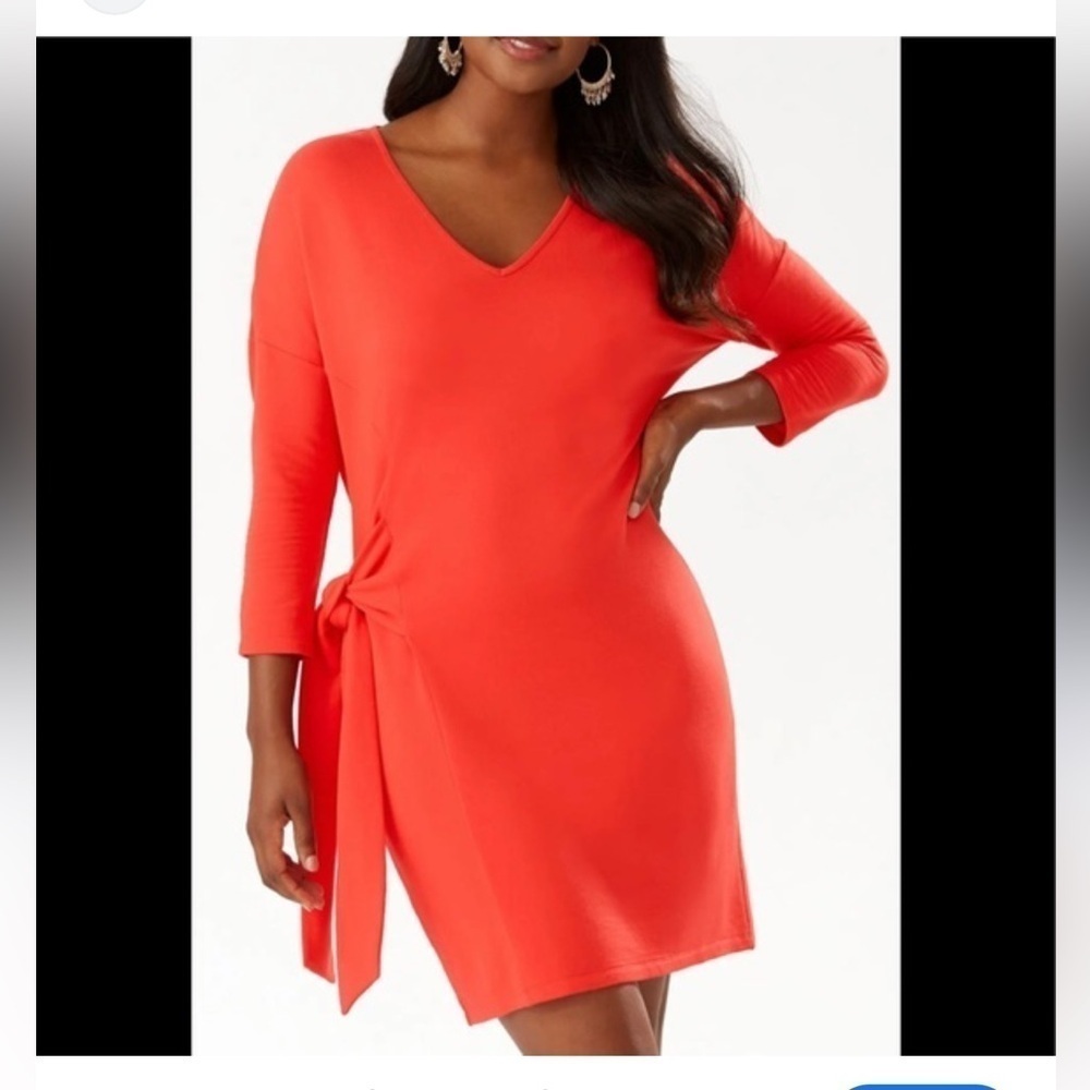 TOMMY BAHAMA Red silky french terry midi length woman quiet luxury dress M